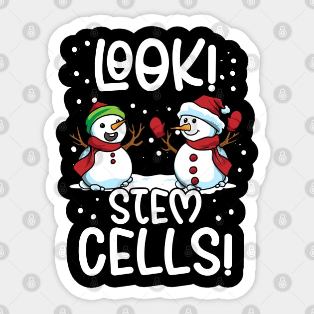 Look! Stem Cells! Hilarious Snowmen Biology Pun Sticker by creative